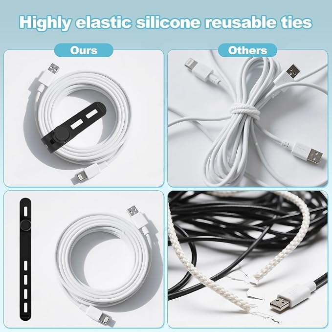 30 Pcs Cable Ties ，Silicone Cable Ties, Reusable Cord Organizer - Image 4