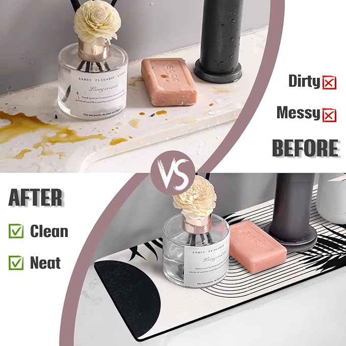 Sink Faucet Absorbing Mat, 2 Pack Drying Mat Around Faucet Sink Splash Guard - Image 3