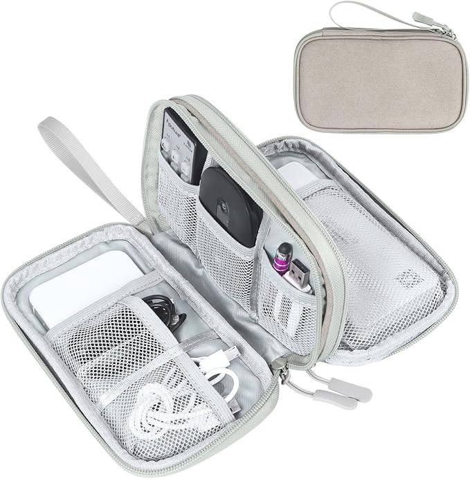 FYY Electronic Organizer, Travel Tech Pouch Bag, Khaki | Wrist Strap, Waterproof by FYY
