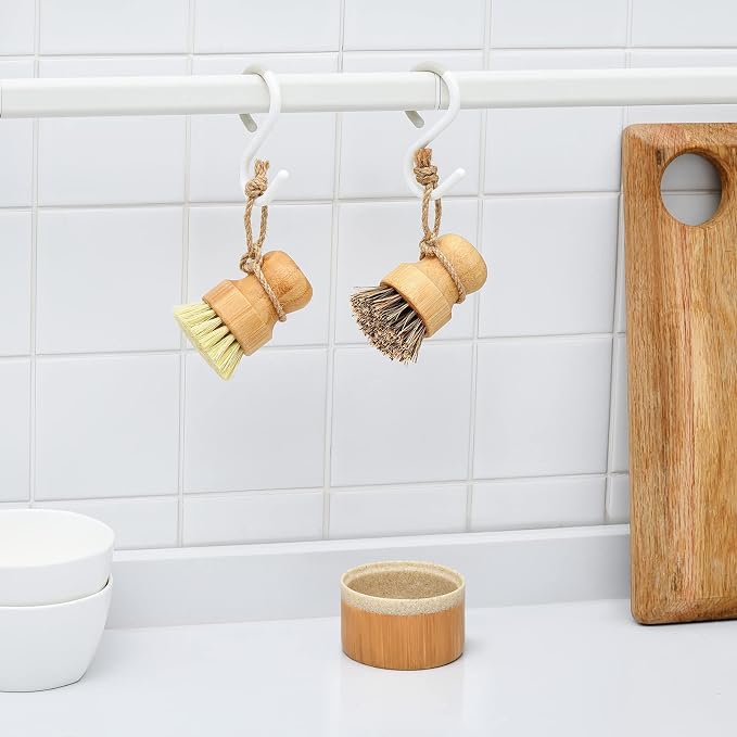 SUBEKYU Bamboo Dish Scrub Brush, Produce Brush, 2 Pack - Image 7