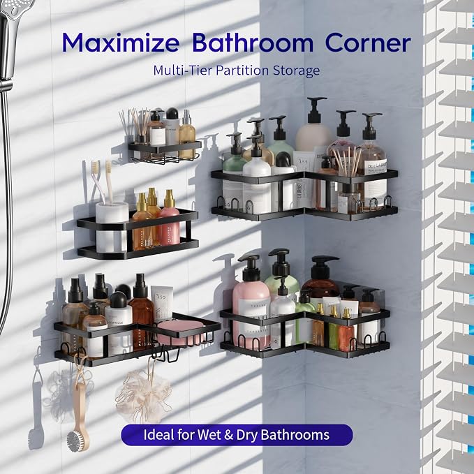 Youvip Corner Shower Caddy-No Drilling Shelves Wall Mounted - Image 2