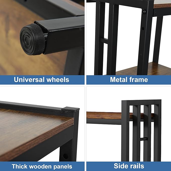 YCHF 6 Tier Kitchen Baking Rack, Multi-Function Storage Rack, Mini Fridge and Microwave Stand Table, Coffee Bar, Adjustable Kitchen Shelf Freestadning (Rusty Brown 02)