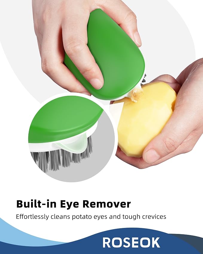 ROSEOK Vegetable Brush, Potato Scrubber and Veggie Brush, Nylon Bristles - Image 3