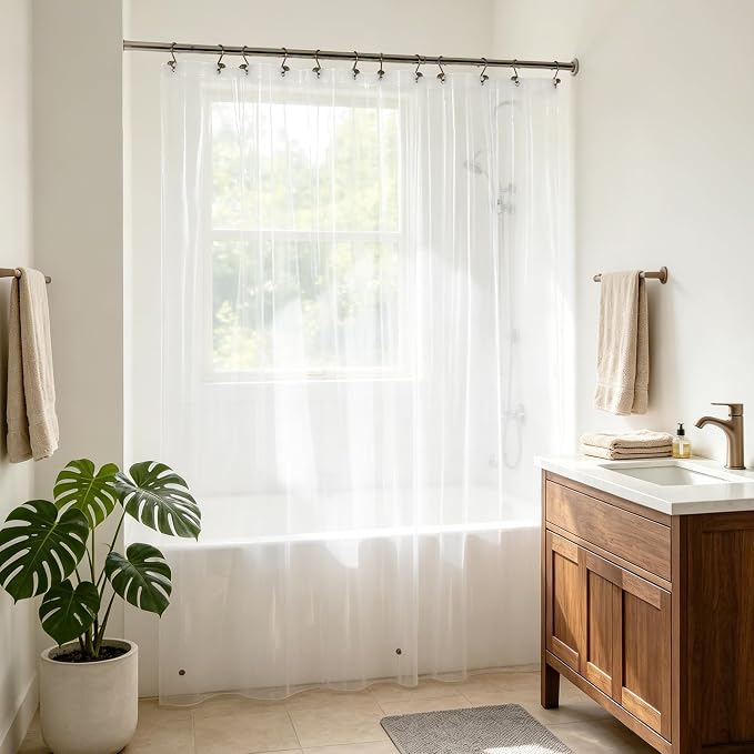 Barossa Design Super Long Clear Shower Curtain Liner, 72 Wide x 108 Height by BarossaDesign