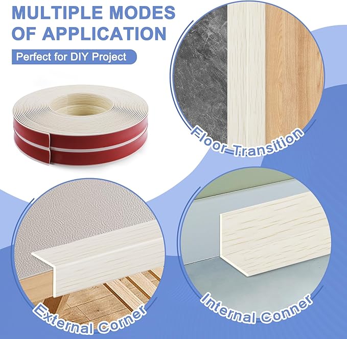Wall Corner Protector Moulding Trim Peel and Stick Wall Corner Guards Trim Flexible Self Adhesive Edge Protector Moulding, 1.6 in x 20 Ft, Beige Wood