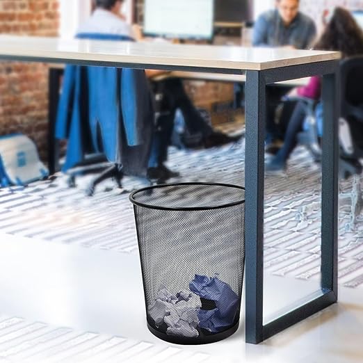 Mesh Trash Can 10-Pack,6 Gal Black Office Trash Can for Near Desk,Wide Open Top & Thickened Metal Wire Wastebaskets,Black Mesh Trash Cans for office,Recycling Garbage Container Bin for Home,School