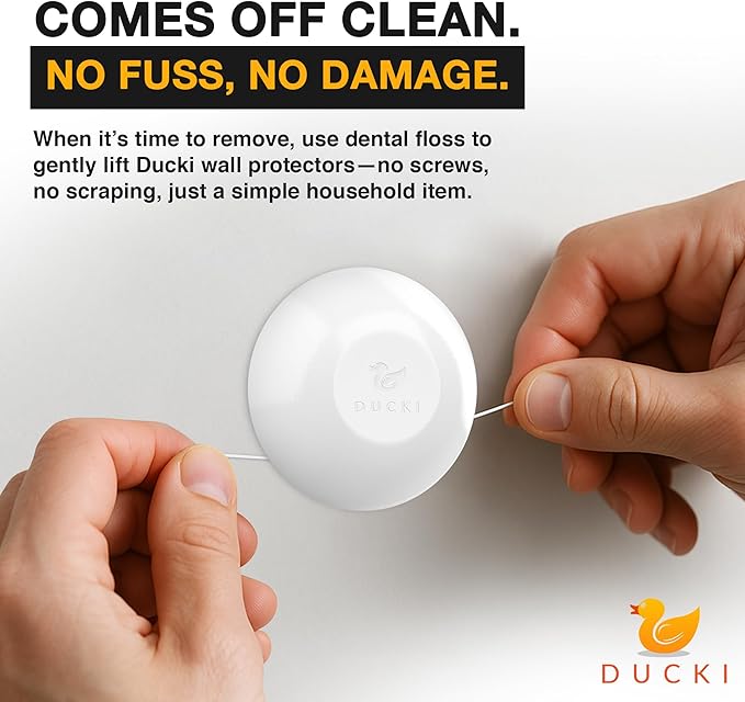 Ducki Door Stop Wall Protectors, 8 Pack Clear, Self Adhesive Reusable Solution for Stopping Wall Damage & Noise from Doors, Refrigerators, & in Your Home or Office, Durable Shock Absorbent & Discreet