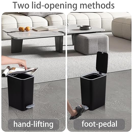 Small Bathroom Trash Can with Lid, 2.1 Gallon Slim Step Trash Can, Narrow - Image 3