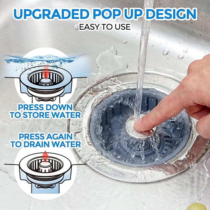 zaa 3 in 1 Kitchen Sink Drain Strainer Stopper Removable Basket Pop-Up - Image 4