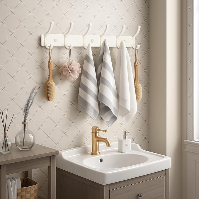 Wall Mount Coat Rack 1 Pack, Smooth Hook Edges, Screw Installation, Double - Image 6