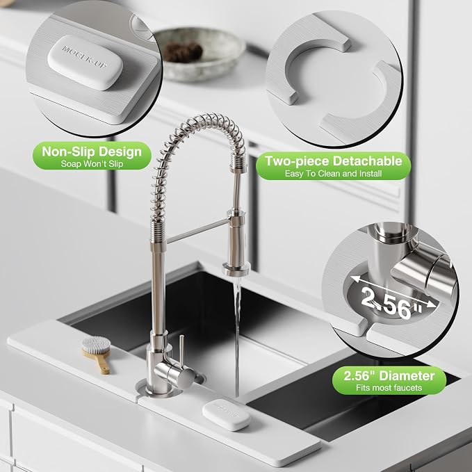 Premium Stone Faucet Mat for Kitchen Sink, 23.6" x 4" White | Quick Drying & - Image 5
