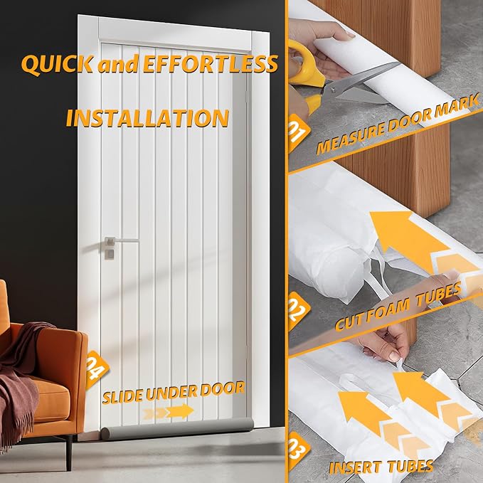 MAXTID Large Door Draft Blocker 36" Grey, Bottom Seal Strip - Image 8