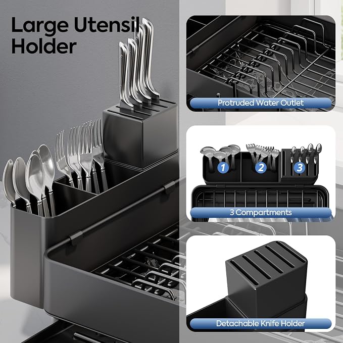 Urackify Expandable Dish Drying Rack, Stainless Steel, Large Capacity | - Image 5