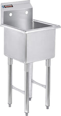 DuraSteel 304 Commercial Stainless Steel Utility Sink - 15 Inch Tub Freestanding Prep Kitchen Sink - NSF Hand Wash Station for Kitchen Sinks, Outdoor, Laundry Room, Garage Slop Small Kitchenette