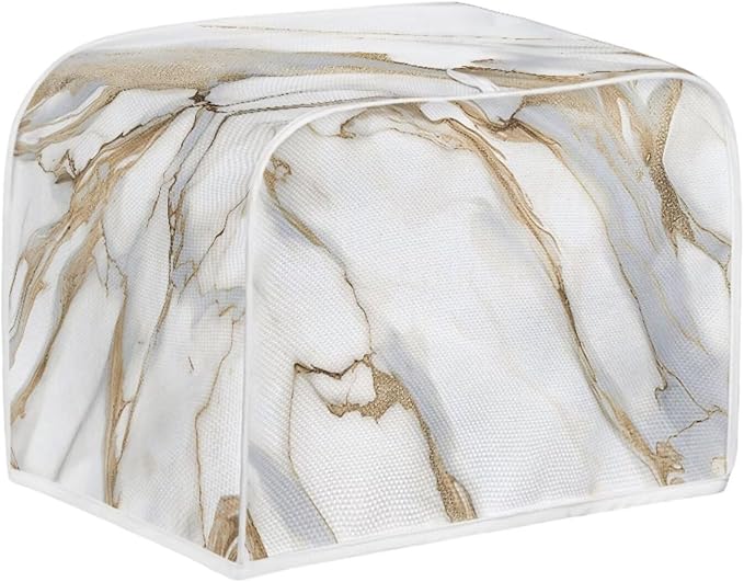 White Marble Print Bread Machine Cover Fits Most Standard 2 Slice Toasters Kitchen Appliance Protectors Keeps Toaster Clean Anti Dust & Fingerprint