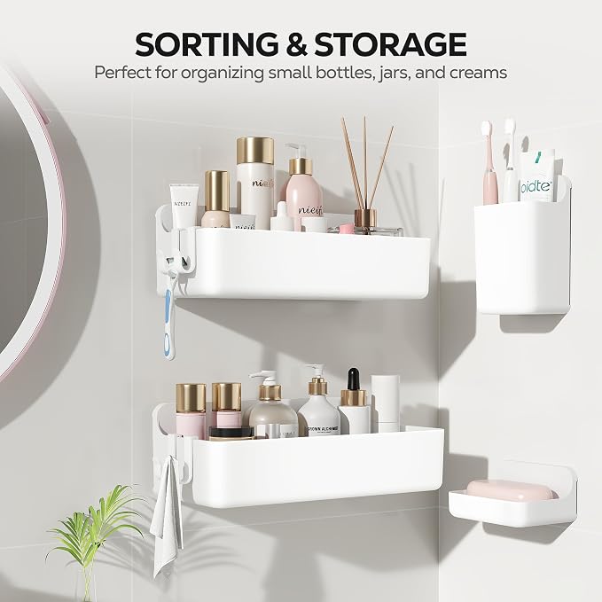 Nieifi Adhesive Shower Shelves, 4 Pieces - Image 8
