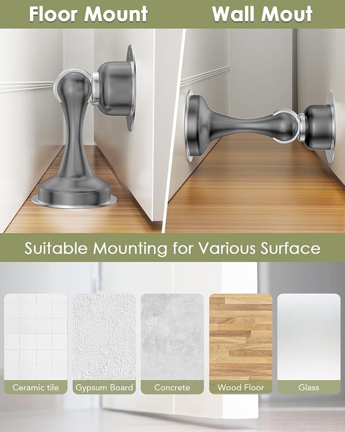Door Stoppers Magnetic Door Catch, Stainless Steel Magnetic Door Stop 2 Pack - Image 3