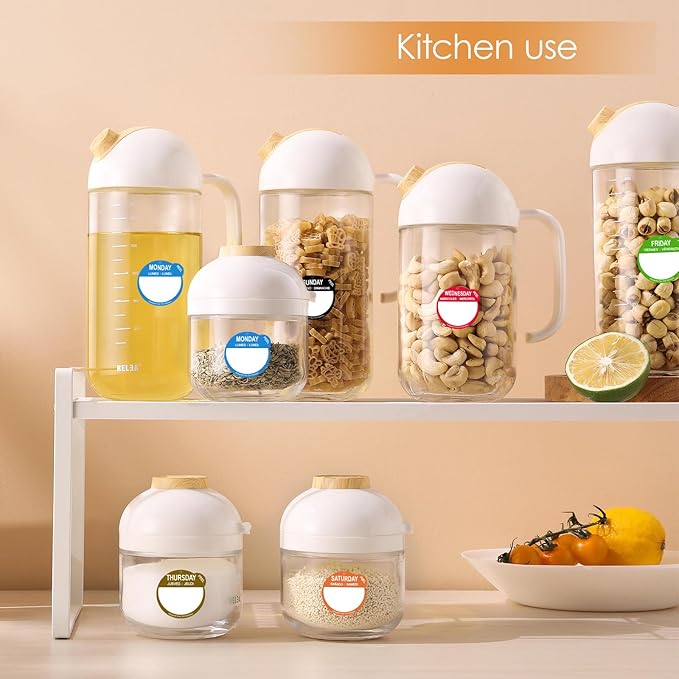 7000 Pcs 1 Inch Risepekt Removable Day Dots Food Labels (Monday-Sunday) 【English Español Français】, Easy to Peel Day of The Week Labels for Restaurant Kitchen Containers, Self Adhesive Date Stickers