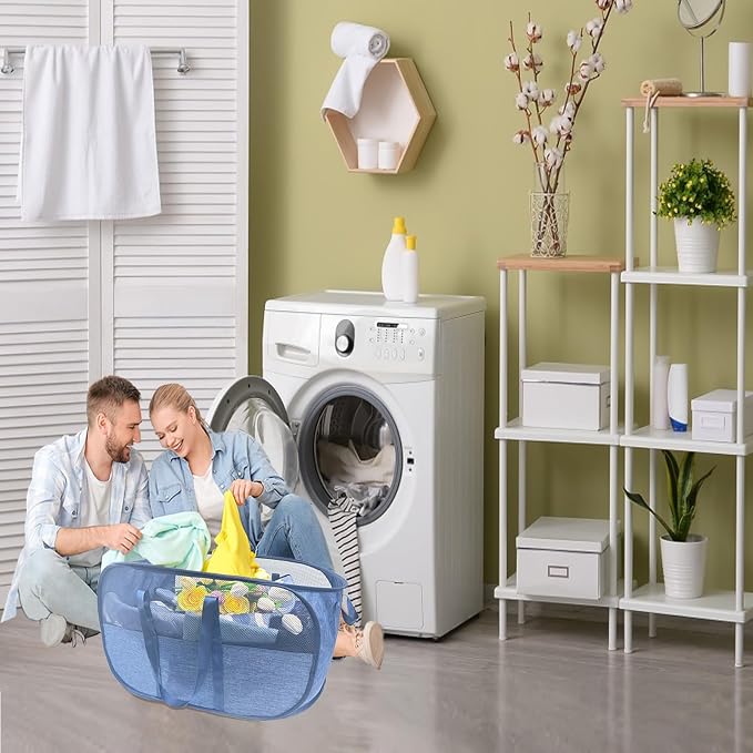 Extra Large Mesh Pop Up Laundry Hamper, 100L Collapsible Laundry Basket | - Image 7