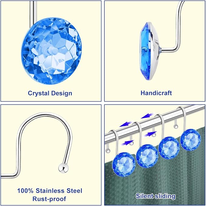 12PCS Shower Curtain Hooks Rings - Image 3