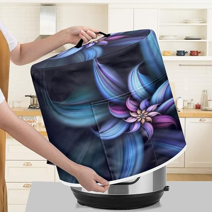 Dust Cover for 6 Quart for Pressure Cooker and Extra Accessories, Dust Proof Easy to Clean Electric Appliance Cover Air Fryer Accessories with Pocket, Blue Purple Flower