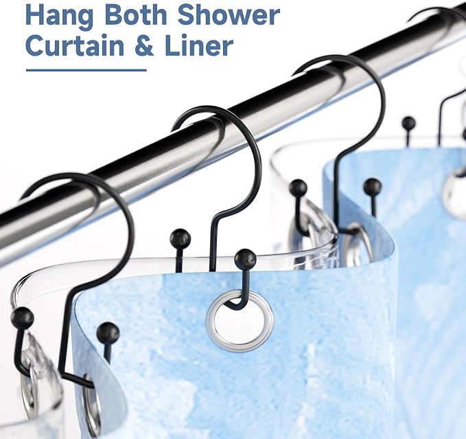 Titanker Shower Curtain Hooks Rings, Rust Resistant Metal Minimalist Simple - Image 2
