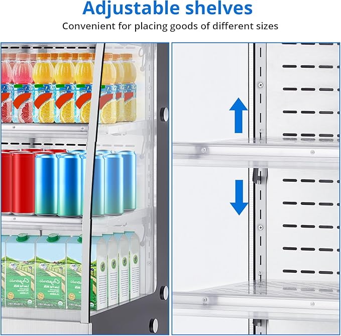 7.8 Cu.Ft Display Refrigerator Cabinet,Glass Door Commercial Fridge,LED Lighting & Adjustable Shelves,Double Glazed, White