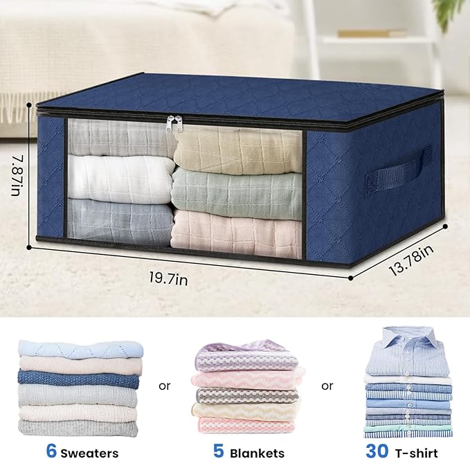 HomeHacks 4-Pack Clothes Organizer Storage Bags, 35L Storage Bins, Reinforced - Image 2