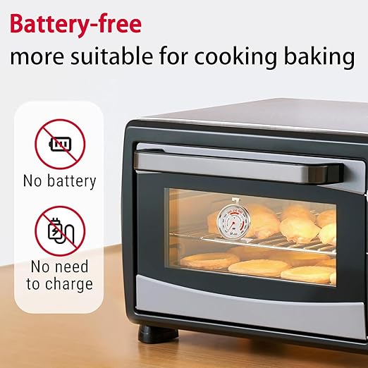 2.64" Oven Thermometer 100-600°F Kitchen Cooking Thermometer Instant Read Stainless Steel Oven Temperature Gauge with Hanger & Base 2Pcs