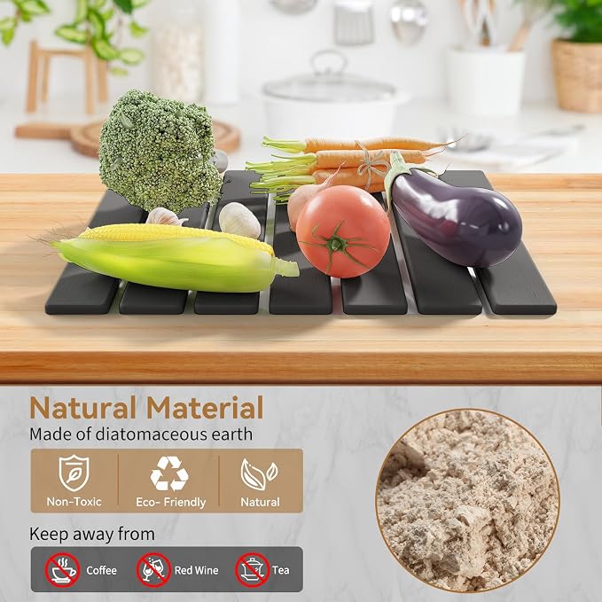 Foldable Stone Dish Drying Mat, 15.5"x11.8" Quick Dry Kitchen Board | Made of - Image 5