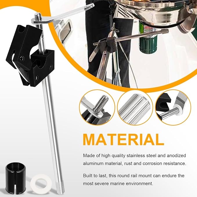 Round Rail Grill Mounting Hardware Kit for Standard 7/8" or 1" Rails, Fit for All Magma Marine Kettles Grill, A10-080