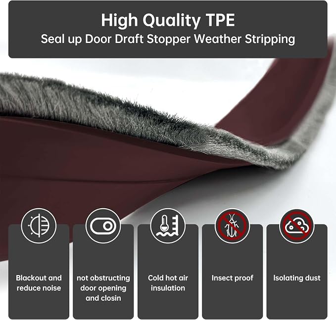Self-Adhesive Brush Door Sweep, 39.37" L x 2" W, Blocks Dust and Noise - Image 2