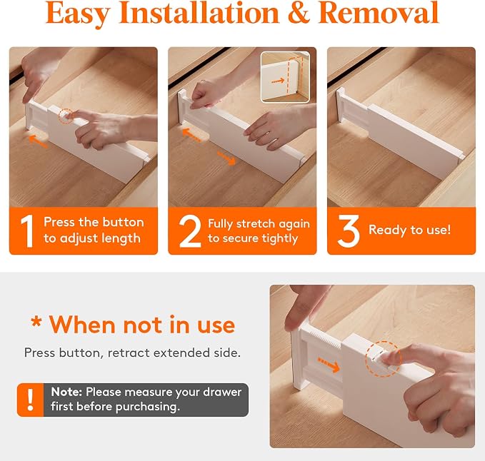 Lifewit 4" High Upgrade Drawer Divider, Adjustable Drawer Organizer Clothes | 9 - Image 7