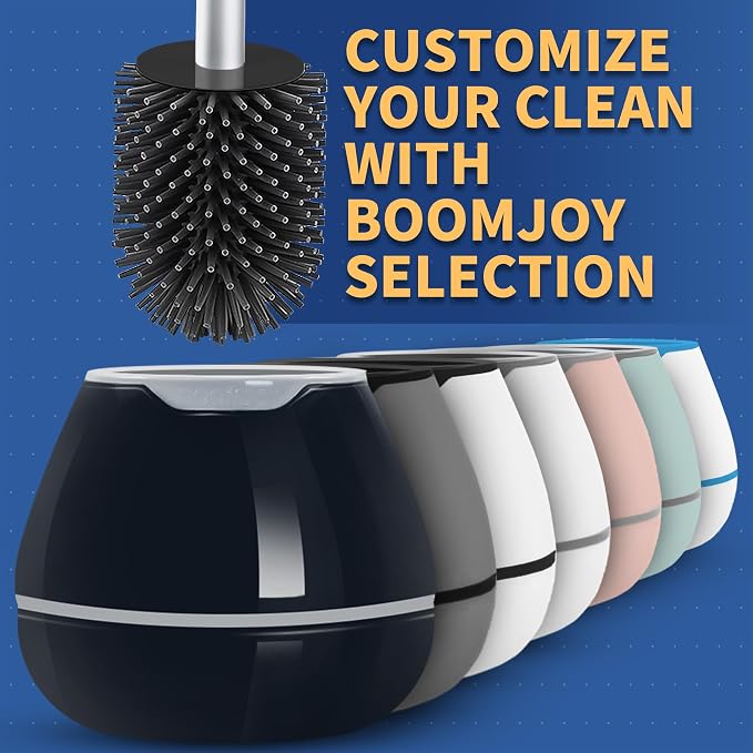 BOOMJOY Toilet Brush and Holder Set 2 Pack, Silicone Toilet Bowl Cleaner Brush - Image 4