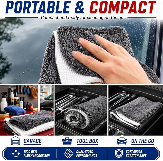 Hybrid Glass Microfiber Towel – Waffle Weave & Plush Dual Action Cleaning Cloth - Image 6
