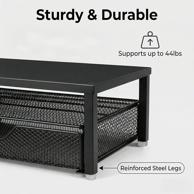 Spacrea Monitor Stand with Drawer and Pen Holder | Monitor Riser Desk - Image 4