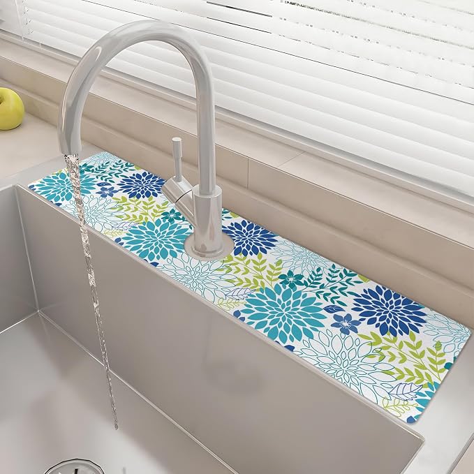 24" X 5.5" Kitchen Sink Splash Guard Faucet Mat Flora Super Absorbent Fast by Unknown