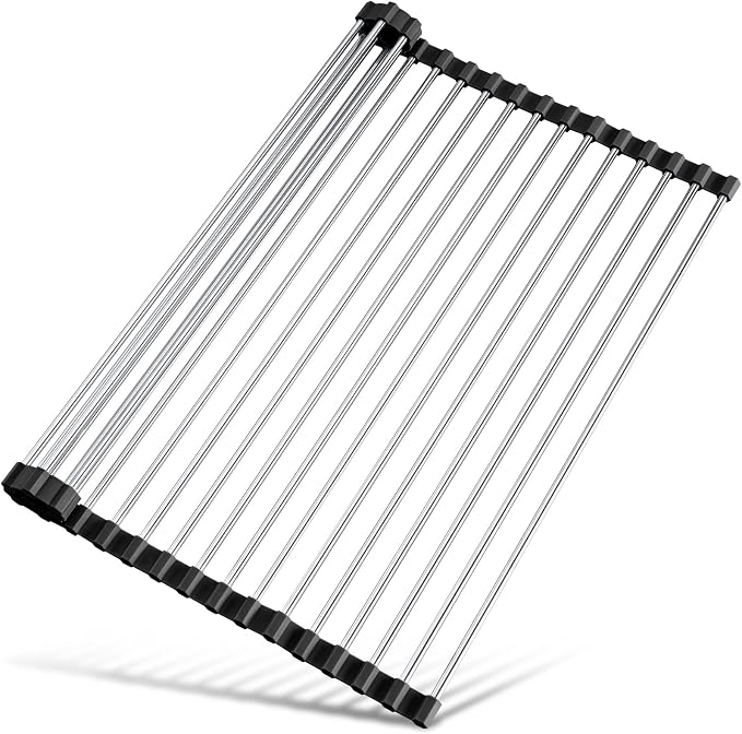 Tomorotec Roll Up Dish Drying Rack Over Sink, 304 Steel, Heat-Resistant Trivet by Tomorotec