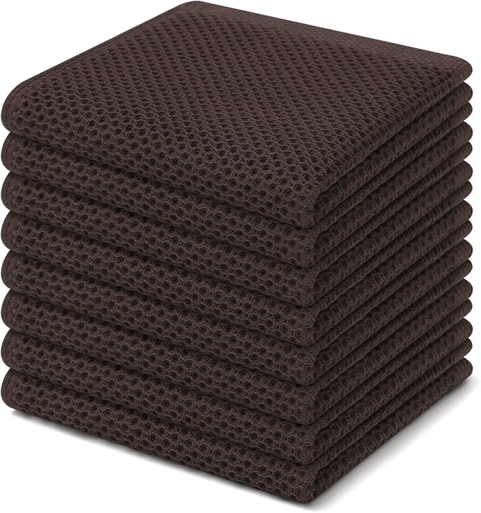 Homaxy 100% Cotton Waffle Weave Kitchen Dish Cloths 8-Pack, Dark Brown | 12 x by Homaxy