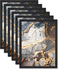 Engineered Wood 10x13 Picture Frame Set of 6, Black Frame for 10 x 13 Inch Picture Poster Photo, Light Weight 10 by 13 Frame with Wood-grain for Wall - 6 Pack/Black/10 x13