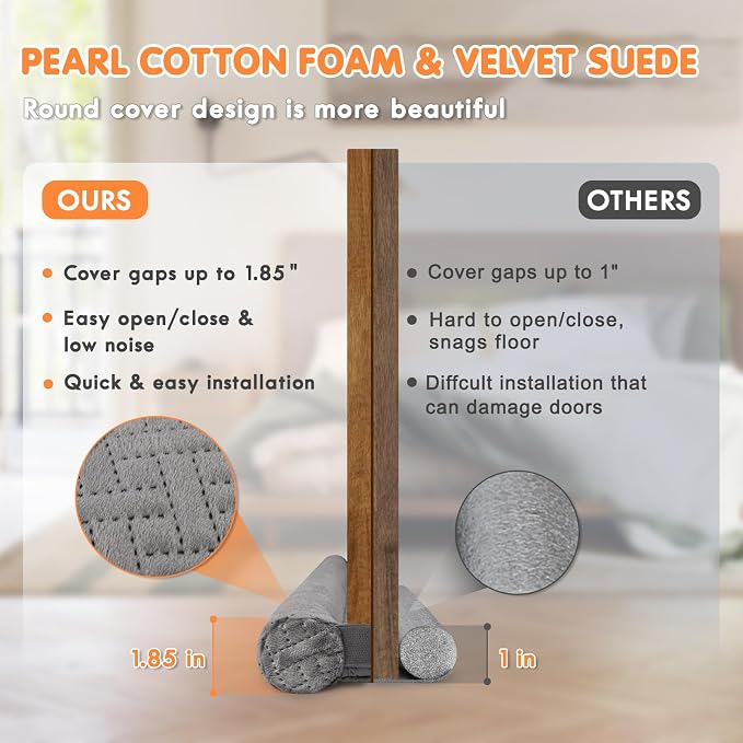 Premium Velvet Under Door Draft Stopper, Door Draft Stoppers - Image 4
