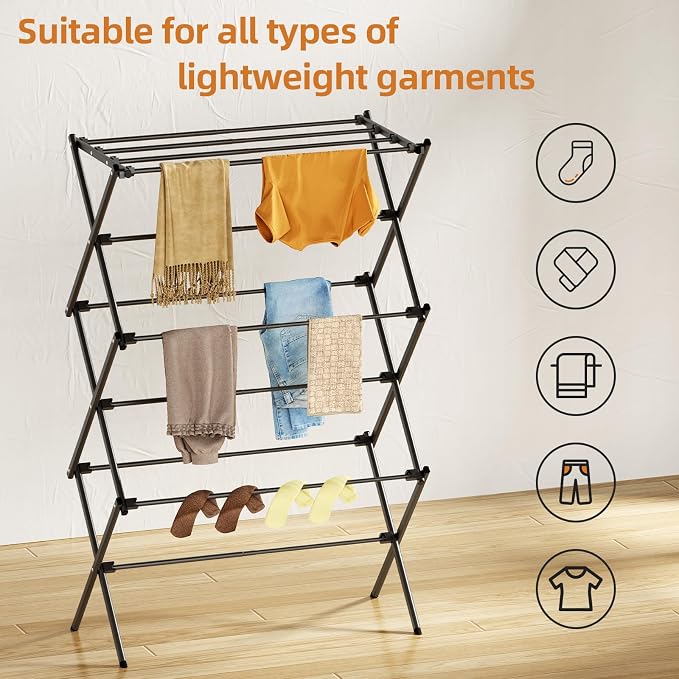Drying Rack Clothing, 3-Tier Clothes Drying Rack Foldable, Antirust Laundry - Image 7
