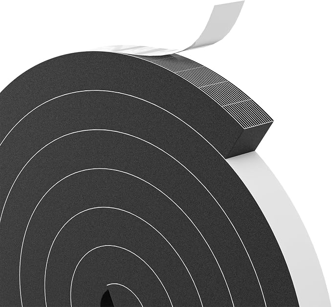 1" x 1" EVA Foam Weather Stripping Tape, 6.5FT Self-Adhesive Foam Seal Strip by Bantie