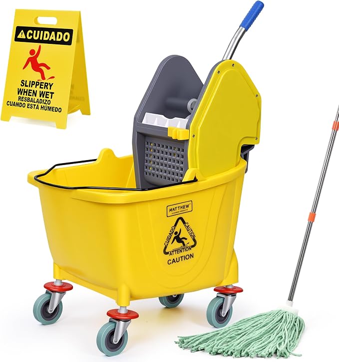 MATTHEW CLEANING 34Quarts Commercial Mop Bucket INCL.Wet String Mop by MATTHEWCLEANINGPRODUCTS