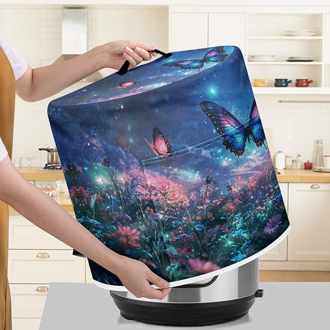 Purple Butterfly Dust Cover Compatible with 8 QT Instant Pot and Extra Accessories for Electric Pressure Cooker Rice Cooker and Air Fryer Insulated Protector Cover Keep Appliance Clean