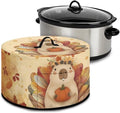 Slow Cooker Dust Cover Compatible with 6/7/8 Quart Slow Cooker Dust Proof Electric Slow Cooker Cover with Pocket for Crock Pot Thanksgiving Decor, Groundhog Turkey Pumpkin Maple Leaf Print