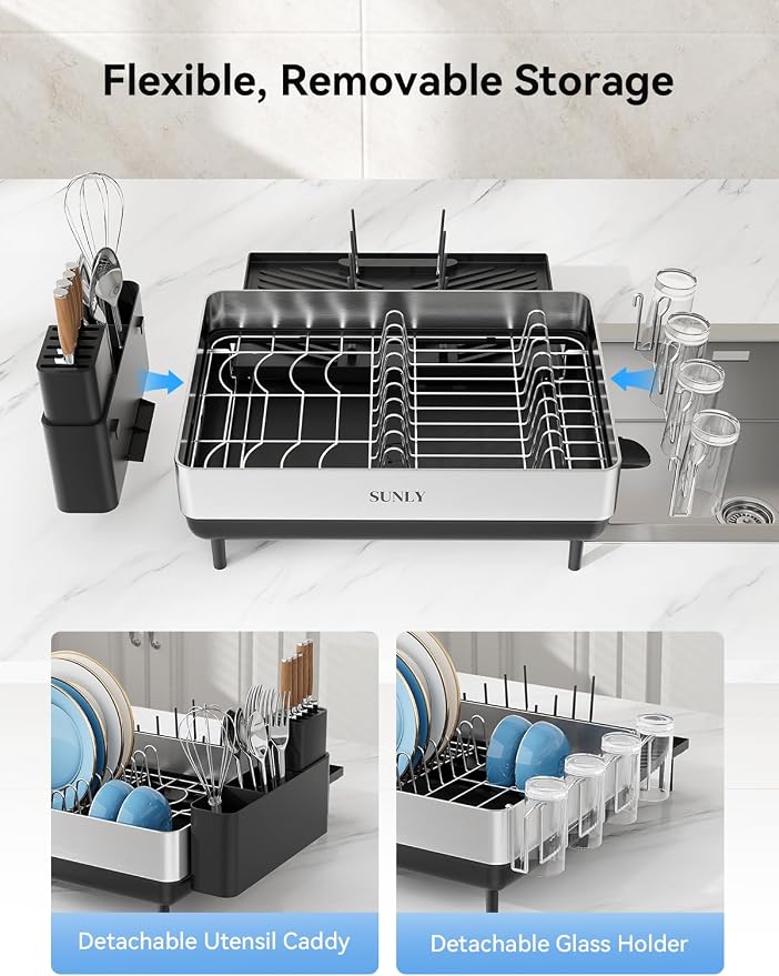 SUNLY Large Dish Drying Rack, Expandable Dish Rack - Image 4