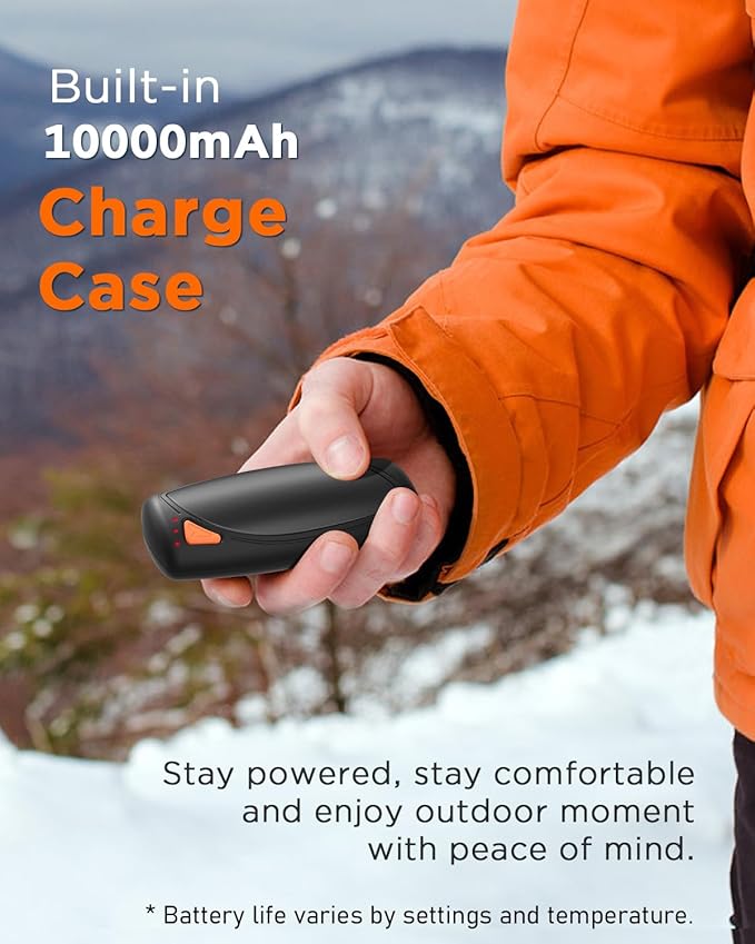 Hand Warmers Rechargeable with Charge Case, 2 Packs 14,000mAh Electric Hand Warmer Battery Powered Dual Sided Reusable Long Battery Life Portable Pocket Heater Gifts for Men Women Golf, Hunting Gear