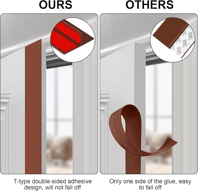 Benory T-Shaped Silicone Door Weather Stripping, 1.38" W x 20 ft | T-shaped - Image 6