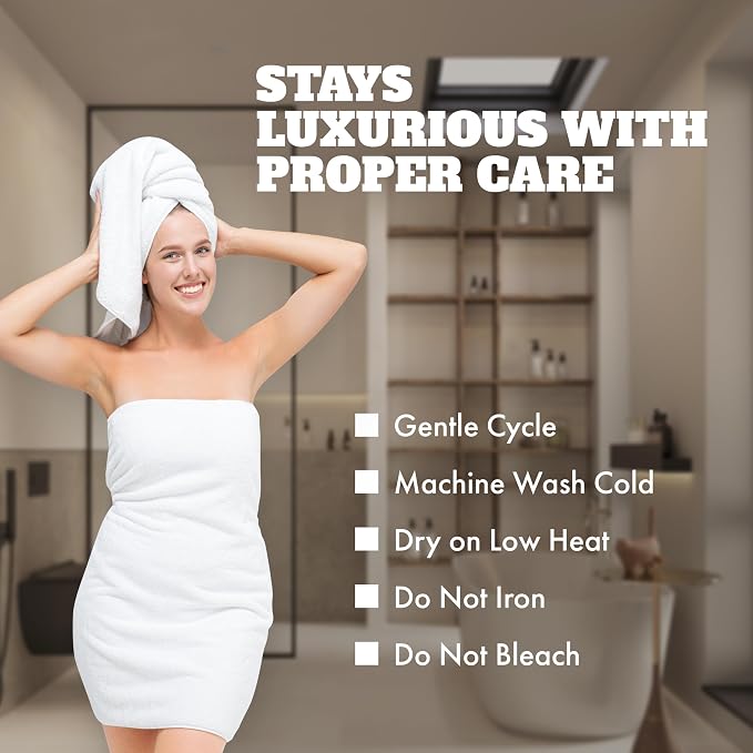 White Bath Towels 24x50 Inch, 6 Pack - Image 6
